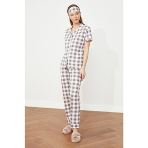 Trendyol Mink Plaid Knitted Pajamas Set