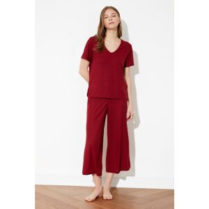 Trendyol Pajama Set - Burgundy - Plain