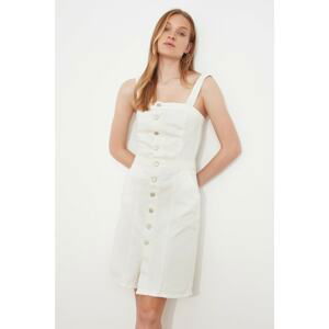 Trendyol White Strap Front Buttoned Denim Dress