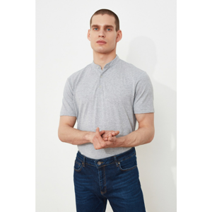Trendyol Gray Men's Judge Collar Short Sleeve Slim Fit Polo Collar T-shirt