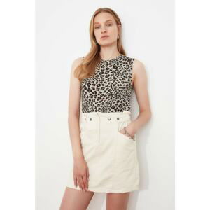 Trendyol Multicolor Leopard Pattern Crop Knitted Undershirt