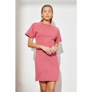 Trendyol Pink Washed Mini Knitted Dress