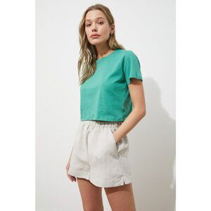 Trendyol Green 100% Organic Cotton Crop Knitted T-Shirt