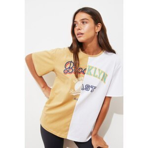 Trendyol Multi Color Printed Boyfriend Knitted T-Shirt