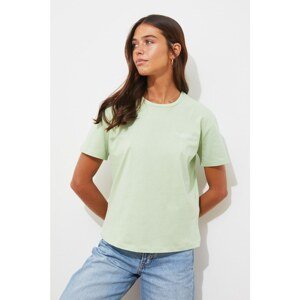 Trendyol Mint Embroidered Semifitted Knitted T-Shirt