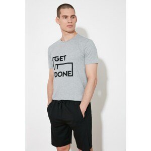 Trendyol Gray Men's Slim Fit Printed Short Sleeve T-Shirt