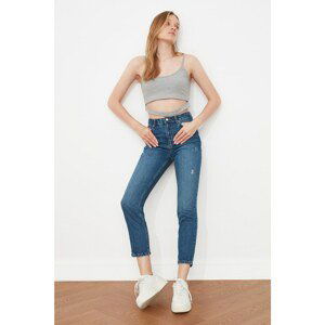 Trendyol Blue Wear Detailed High Waist Mom Jeans