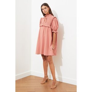 Trendyol Dried Rose Fabric Textured Gipel Dress
