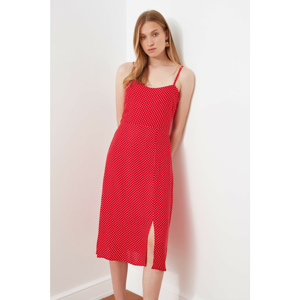 Trendyol Red Polka Dot Slit Dress