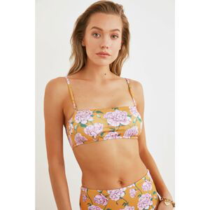 Trendyol Mustard Floral Bikini Top