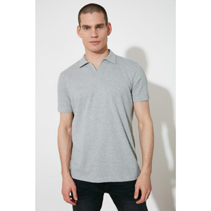 Trendyol Gray Men's Short Sleeve Slim Fit Polo Collar T-shirt