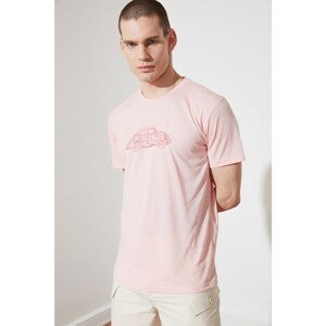 Trendyol Pink Men's Regular Fit Short Sleeve Car Printed T-Shirt