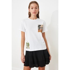 Trendyol White Printed Semi-Fitted T-Shirt