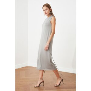 Trendyol Gray Gathered Detailed Knitted Dress