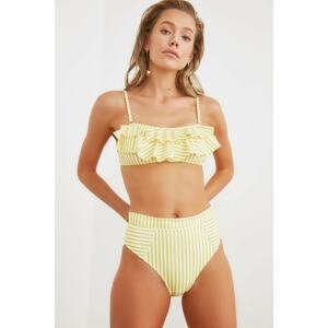 Trendyol Yellow Striped High Waist Bikini Bottom