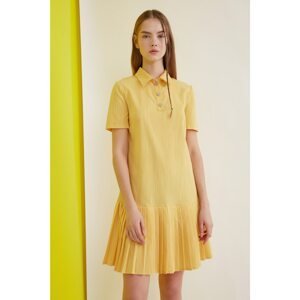 Trendyol Yellow Button Detailed Pleated Dress