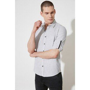 Trendyol Khaki Men's Button Collar Epaulet Slim Fit Shirt