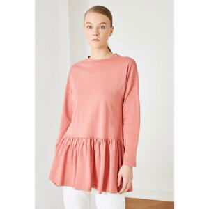 Trendyol Dried Rose Frilly Knitted Tunic