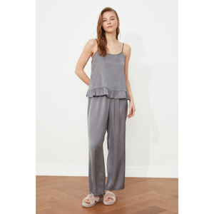 Trendyol Gray Hanging Satin Pajamas Set