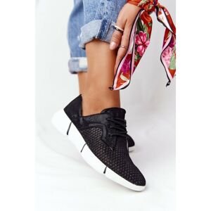 Women's Leather Sport Shoes Black Day Trip