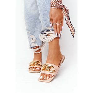 Leather Slippers With A Chain Nude French Kiss