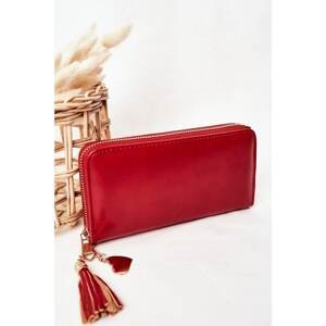 Large Women's Wallet With A Pendant Red