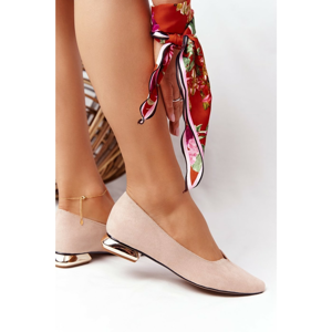 Ballerinas On Gold Heels Vinceza 21-10601 Beige