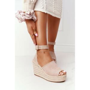 Wedge Sandals With Braids Beige Makenna