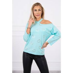 Blouse with mint heart print