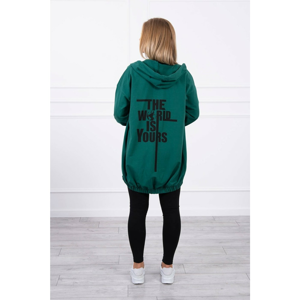 Sweatshirt with the print "The world is yours" green