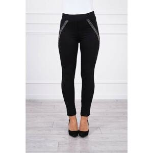 Cotton pants with decorative stripes on the front black