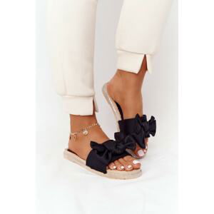 Rubber Slippers With A Bow Black Andrea