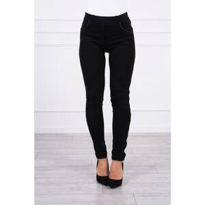 Cotton pants with a zircon stripe black