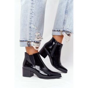 Women's Boots On A Block Heel Sergio Leone BT153 Patent Black