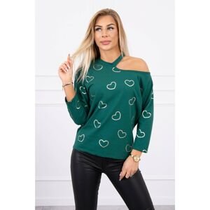 Blouse with heart print green