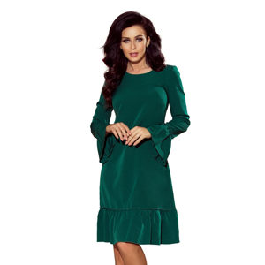 226-1 PARI Dress with frills - BOTTLE GREEN