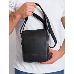 Men´s black leather messenger bag