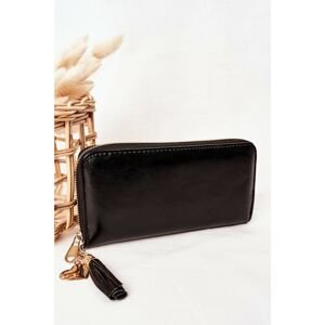 Large Women's Wallet With A Pendant Black