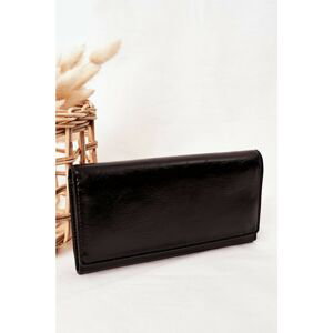 Large Women's Wallet With A Magnet Black