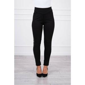 Cotton pants with a higher waist black