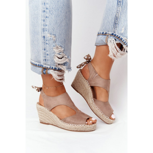 Wedge Sandals With Braids Beige Mykonos