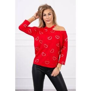 Blouse with red heart print