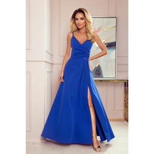 299-3 CHIARA elegant maxi dress on straps - BLUE