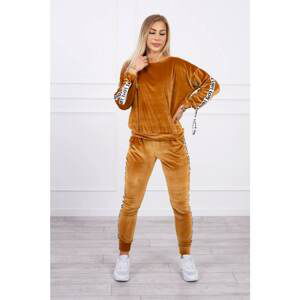 Velour set Love camel