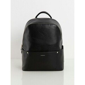 Large black eco-leather backpack