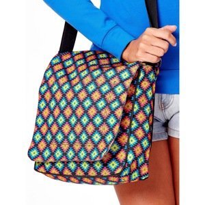 Black bag with colorful geometric motifs