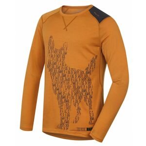 Merino thermal underwear T-shirt long men's Dog brown-orange