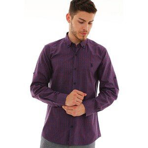 G724 DEWBERRY MEN'S SHIRT-LACİVERT- BURGUNDY