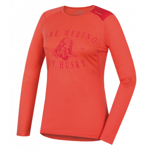 Merino thermal underwear T-shirt long women's Puppy peach