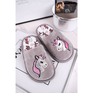 Children's Home Slippers Grey Unicorn